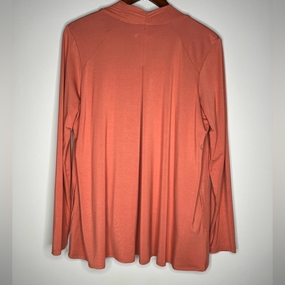 𝅺logo by Lori Goldstein Orange Rayon 230 Draped Front Cardigan, Size S - Picture 2 of 5